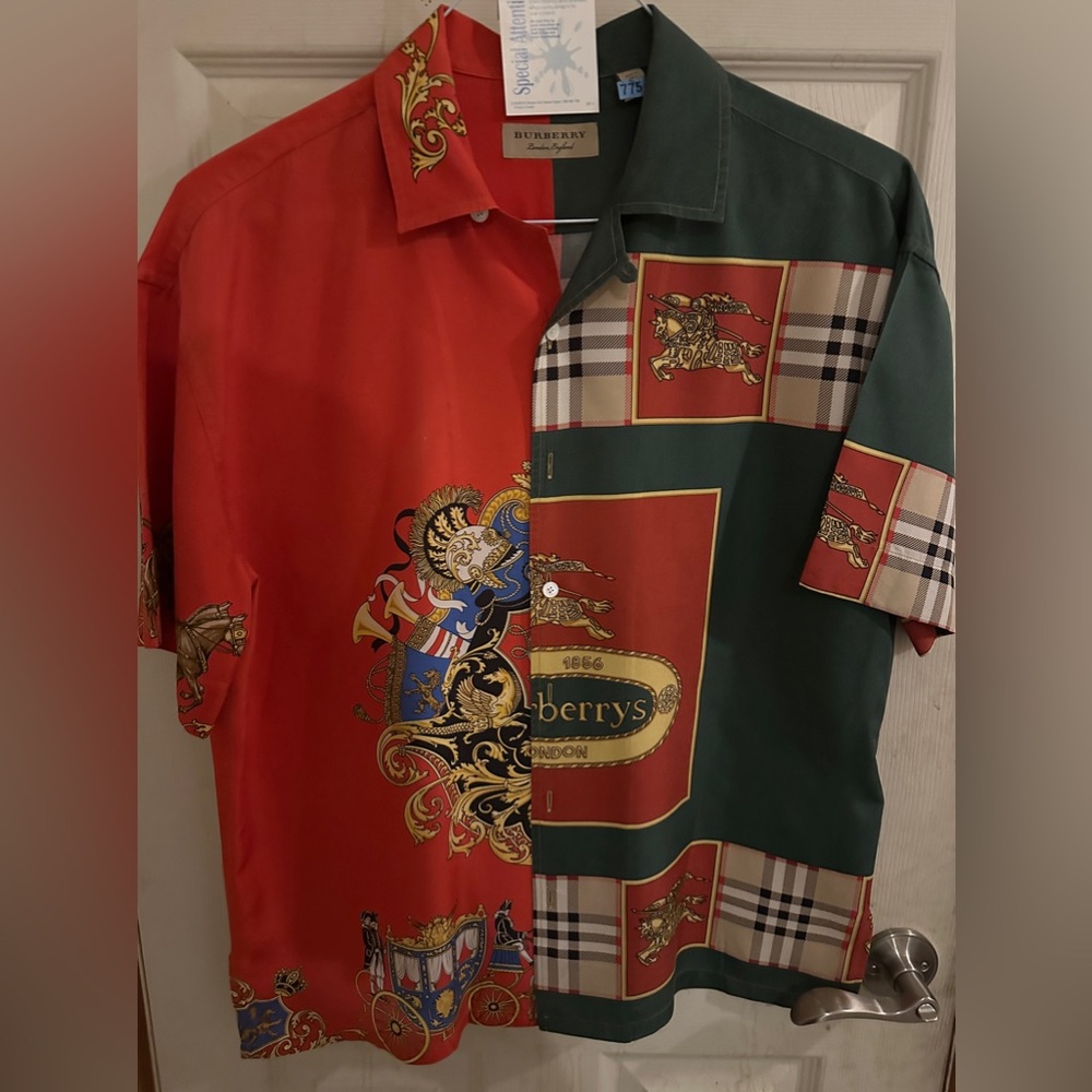 100% Silk Burberry short sleeve button up